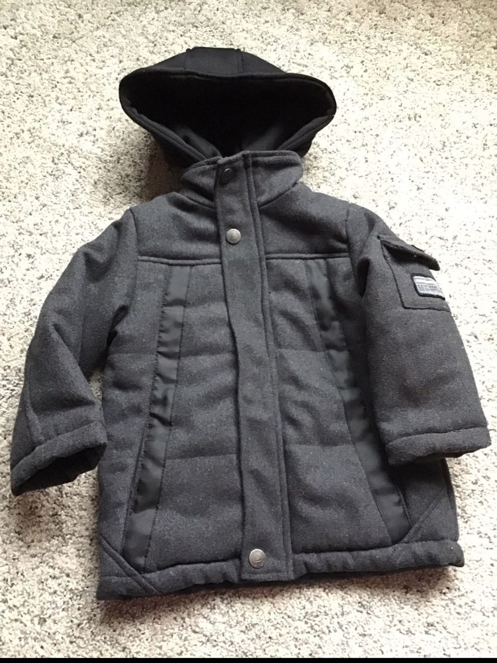 Kids Ixtreme Hooded Winter Jacket - Charcoal Gray 2T